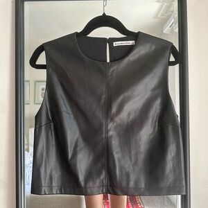 NWT — Abercrombie & Fitch — Black Leather Sleeveless Top — Small
